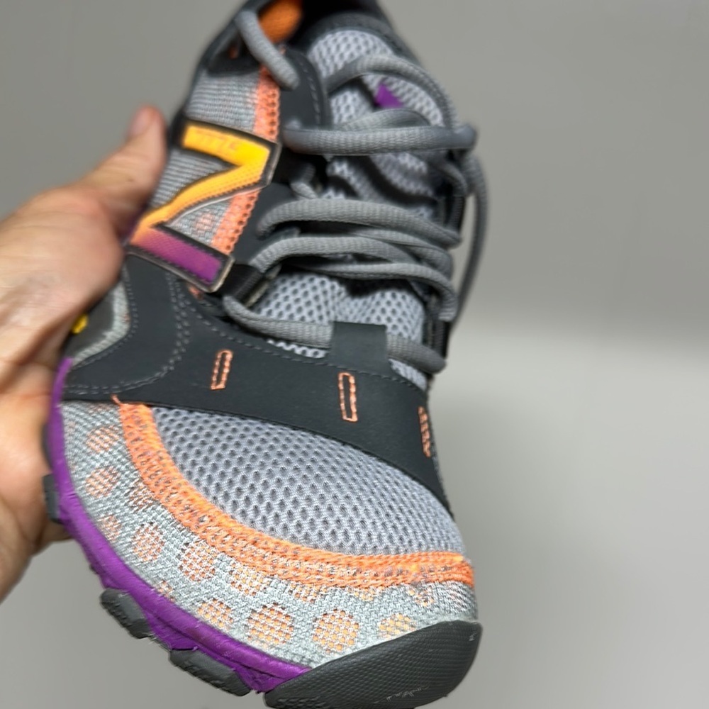 New Balance Gray and Purple Athletic Shoes with Mesh Upper - Picture 5 of 13